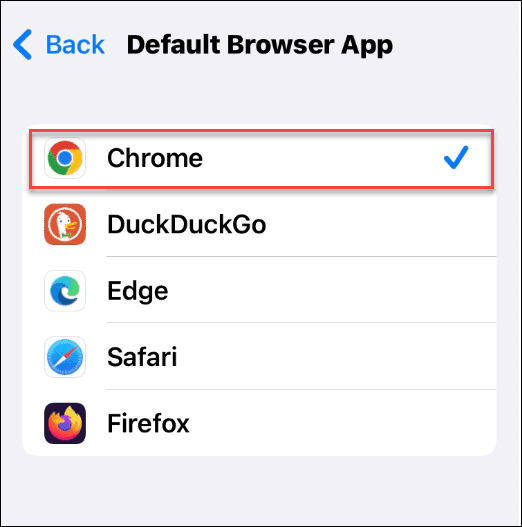 Chrome standard browser iPhone