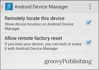 Android Device Manager-indstillinger