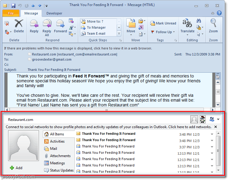 Sådan deaktiveres personruden i Outlook 2010