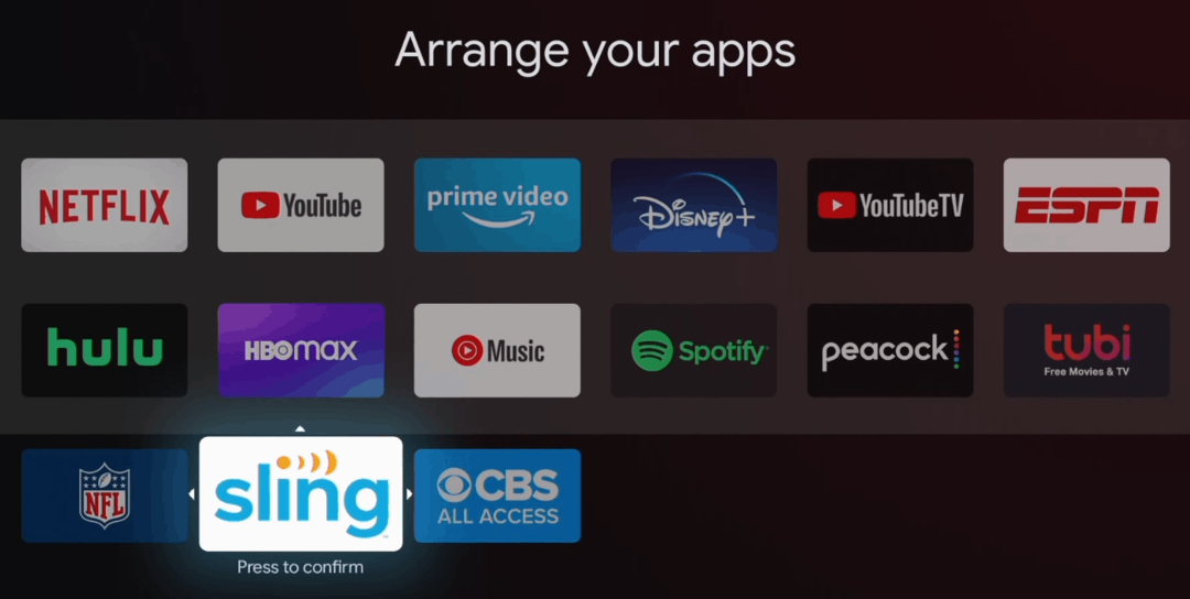 Omarranger apps på Chromecast med startskærmen til Google TV