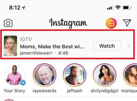 Instagram tilføjer underretninger om IGTV-videoer.