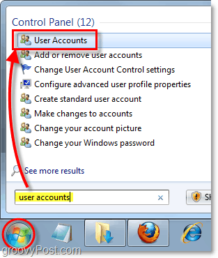 åbne kontrolpanel for brugerkonti i Windows 7