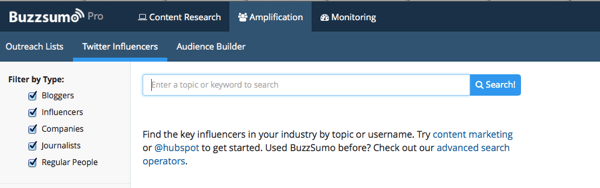 buzzsumo søg efter influencers