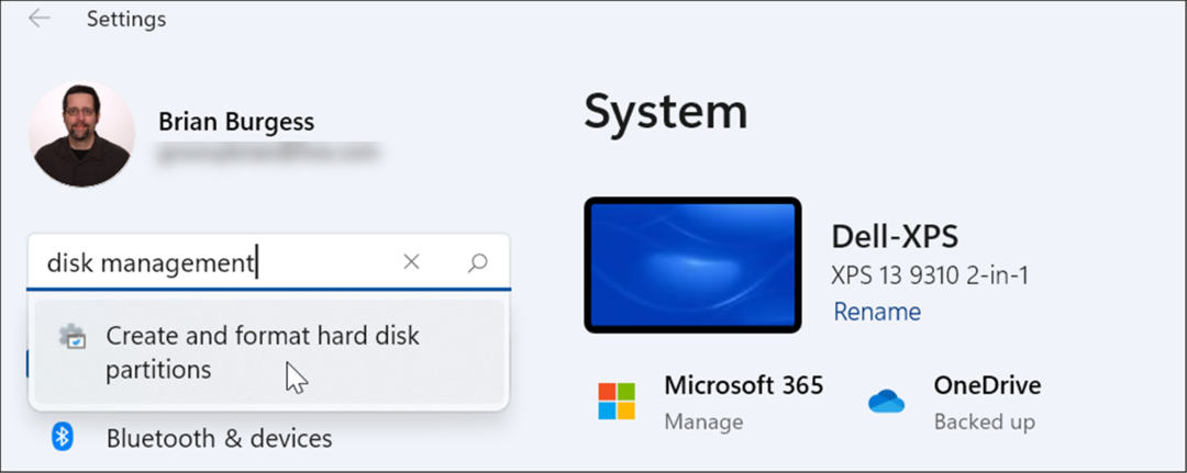 åben diskhåndtering i Windows 11-indstillinger