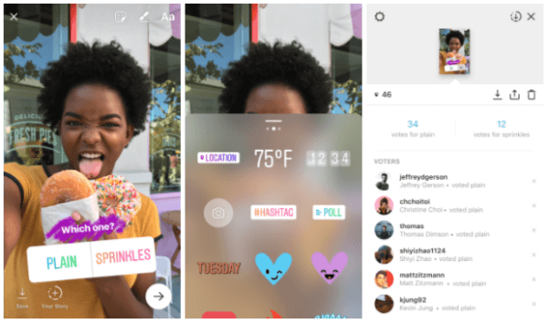 Instagram introducerede et nyt interaktivt afstemningsmærke, der giver brugerne mulighed for at stille et spørgsmål og se resultater fra dine venner og tilhængere, når de stemmer i realtid. 