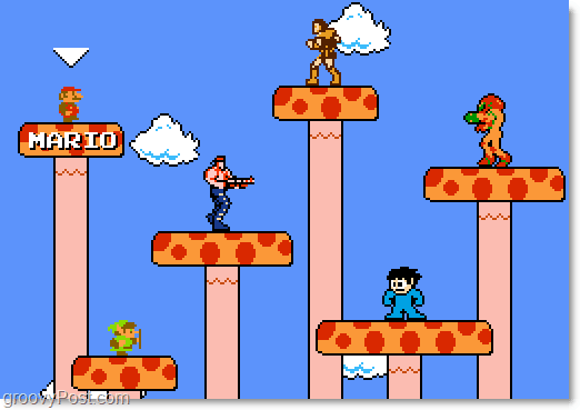 Super Mario Crossover-karaktervalg og kontrolliste