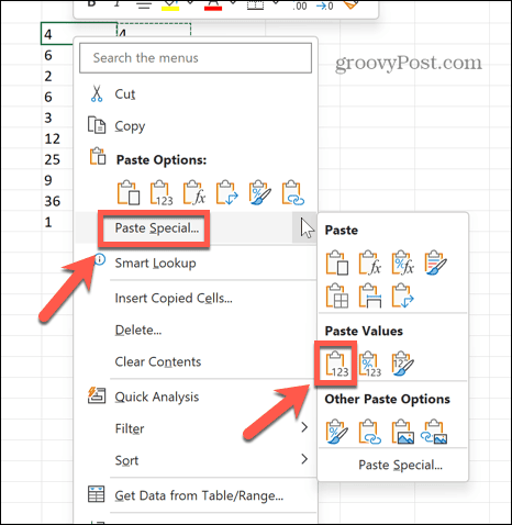 excel indsæt specielle værdier