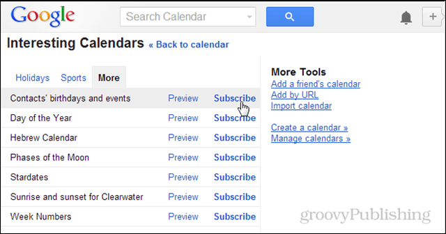 Sådan kopieres kontakt fødselsdage til din Google Kalender