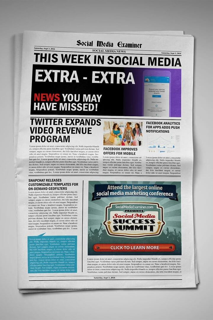 Twitter åbner pre-roll-videoannoncer og deling af videoindtægter og andre nyheder på sociale medier den 3. september 2016.