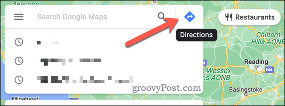 Start rutevejledning i Google Maps