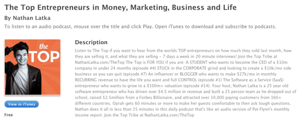Nathan Latka's The Top Entrepreneurs Podcast i iTunes.