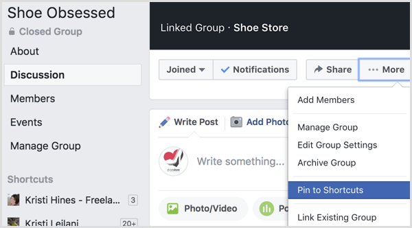 Facebook tilføj gruppe til genveje