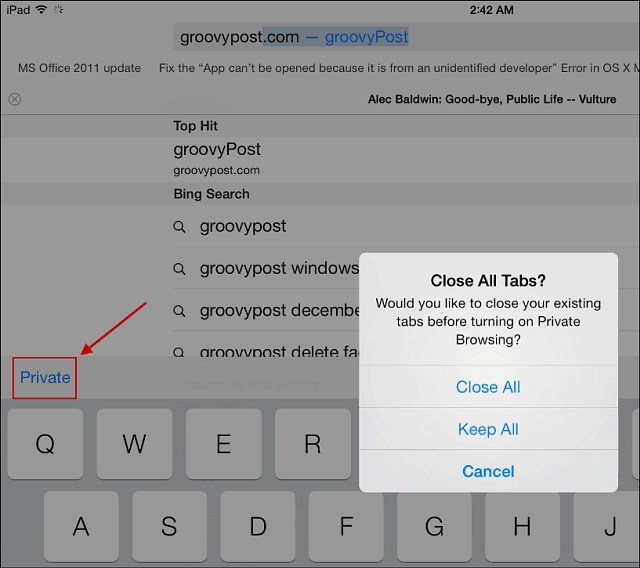 Tip om iOS 7: Brug Safaris private browsing
