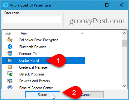 Tilføj en kontrolpanel Element dialogboks i Win + X Menu Editor