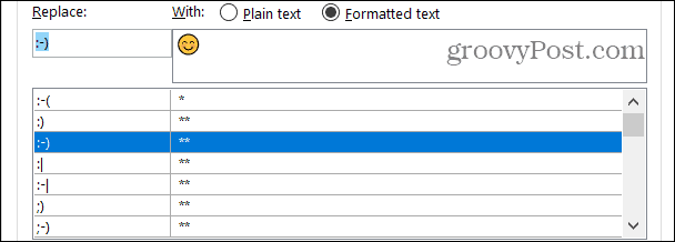 Formaterede tekstudskiftninger i Word i Windows