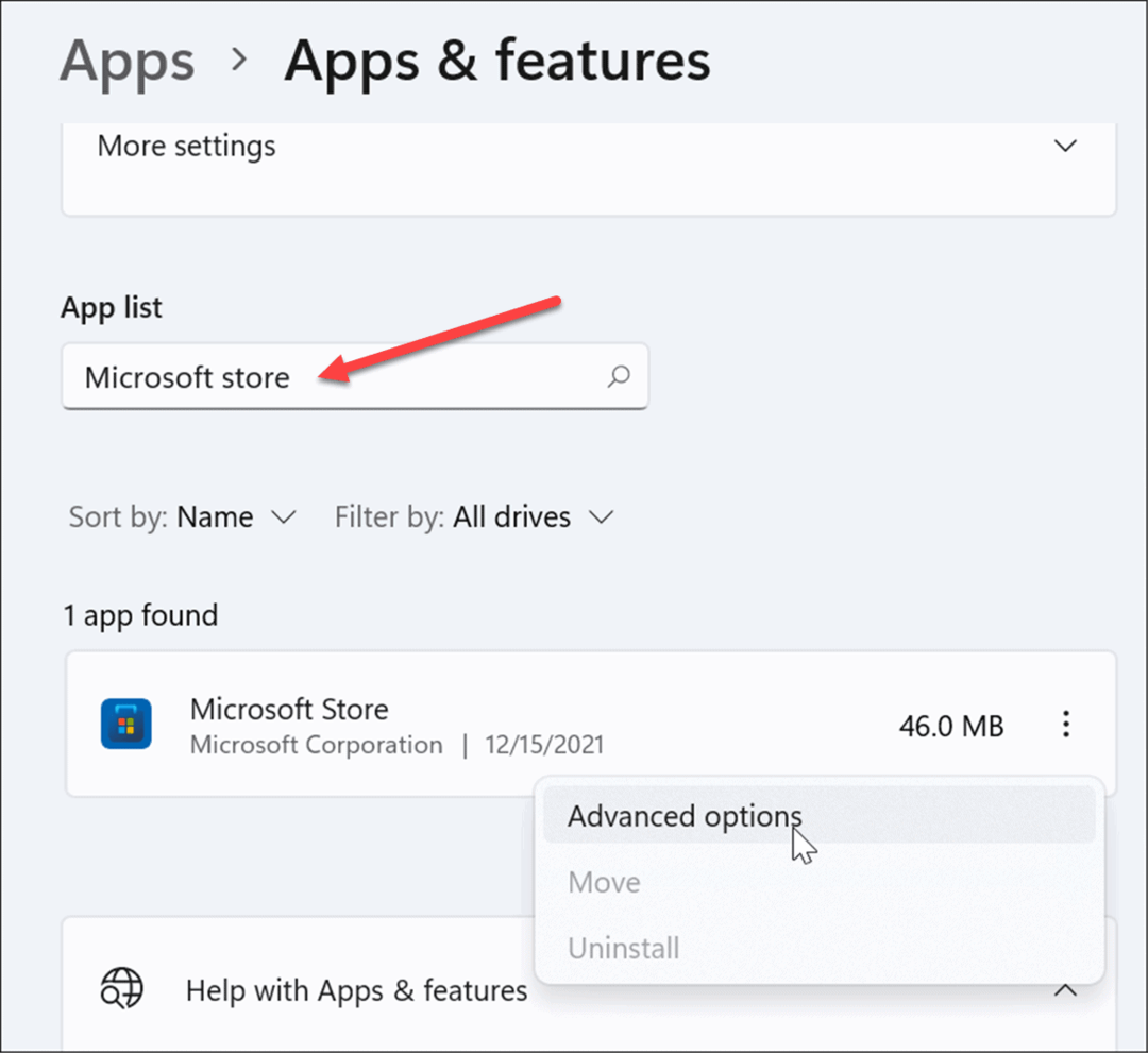 søg i apps og funktioner i windows 11