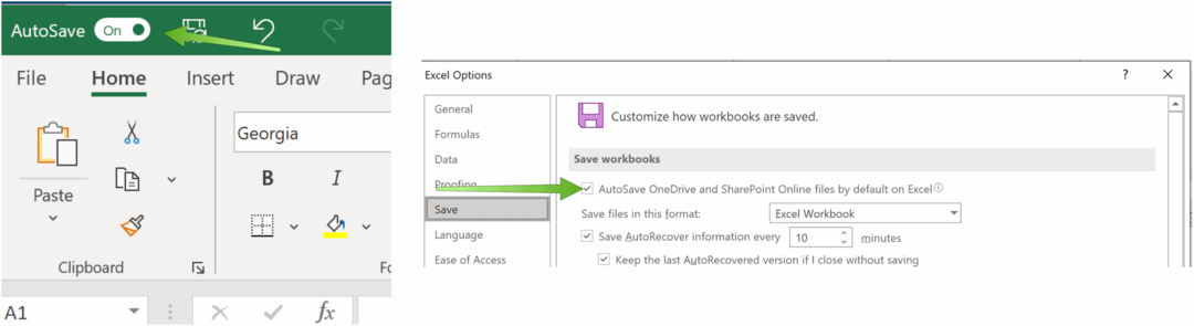 Sådan gemmes automatisk Excel-filer på OneDrive