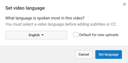 Vælg det sprog, der tales oftest i din YouTube-video.
