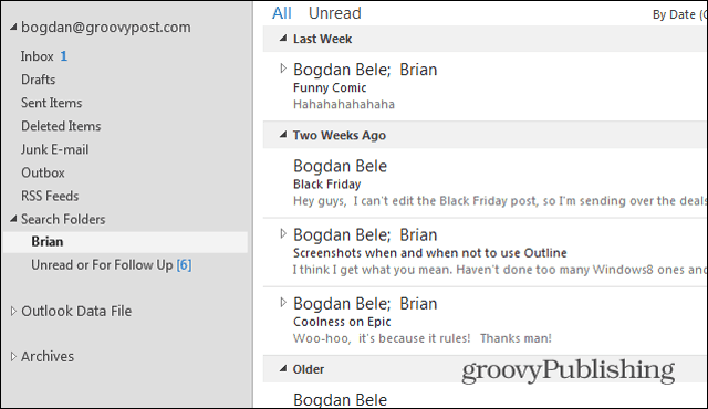 Outlook 2013 søgemapper Brian