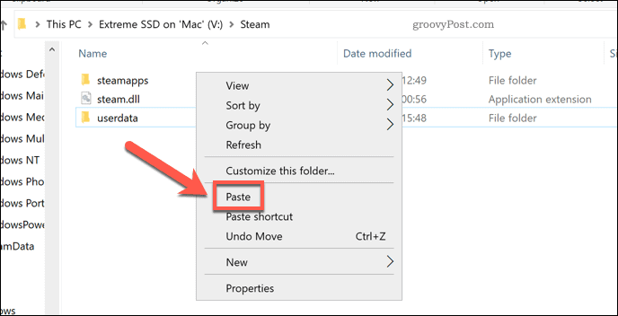 Indsæt Steam-spilmapper i Windows File Explorer