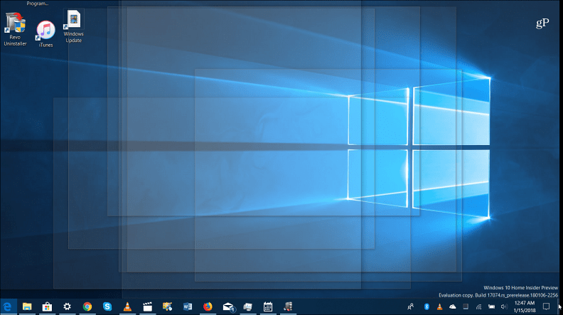Desktop peek-funktion Windows 10