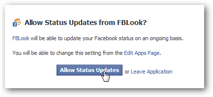 Tillad FBLook-statusopdateringer