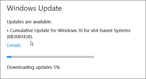 Microsofts tredje kumulative opdatering til Windows 10 (KB3081438)