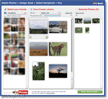 Med HotPrints kan du vælge mellem dine egne uploadede fotos eller dem fra venner på Facebook
