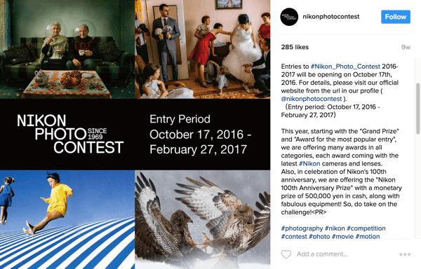 Instagram-brugere tagger deres billeder med kampagnehashtagget for at komme ind i Nikon Photo Contest.