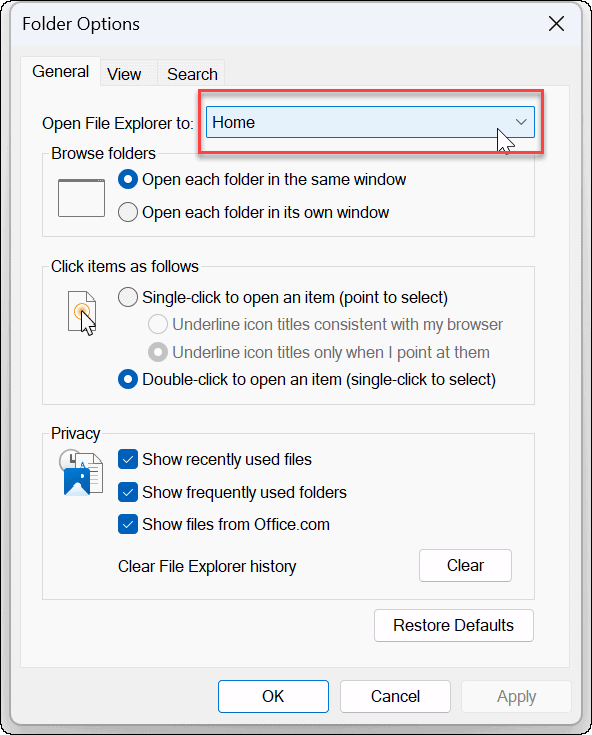 File Explorer Åbn til OneDrive 