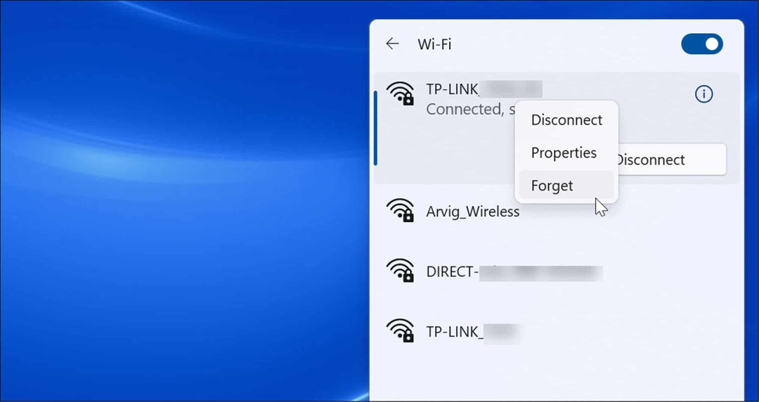 glem wi-fi-netværk på windows 11