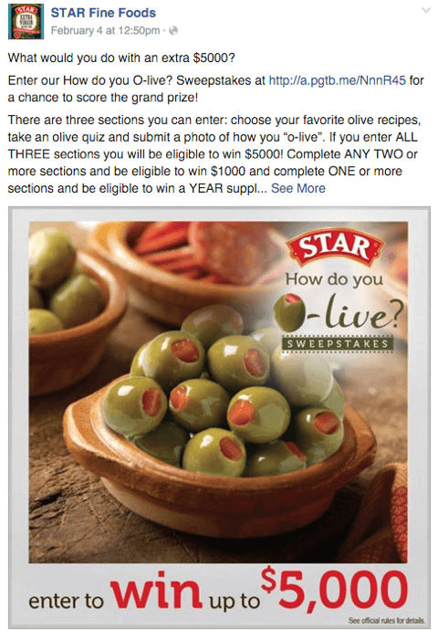 star oliven facebook konkurrenceindlæg
