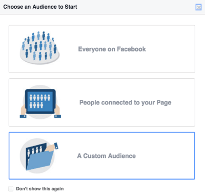 vælg facebook tilpasset publikum