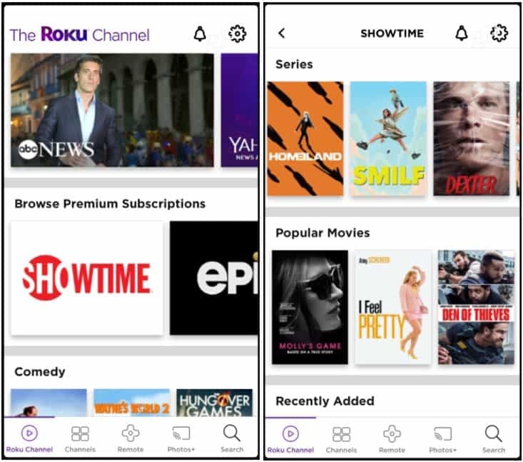 Premium-kanaler Roku-kanalapp iOS