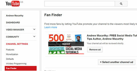 youtube fan finder