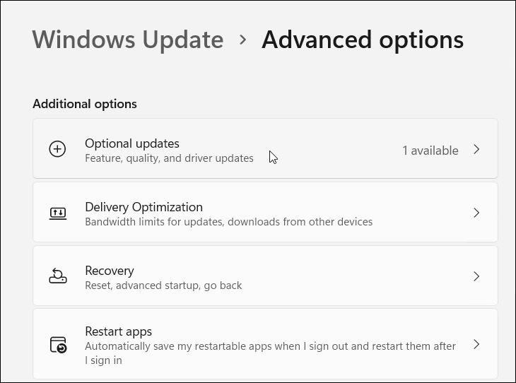 valgfri opdateringer installerer enhedsdrivere manuelt på Windows