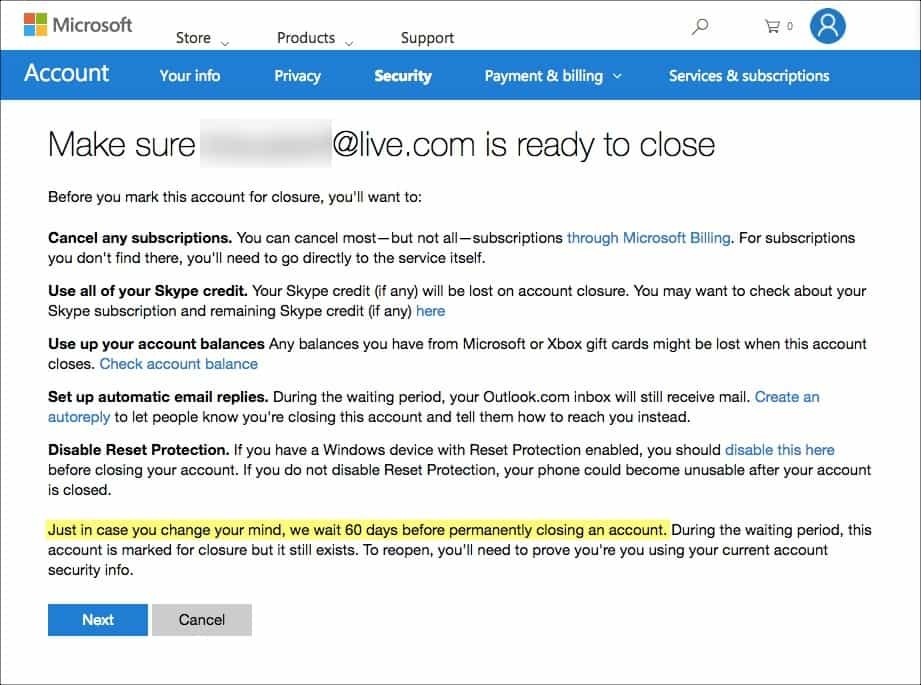 Sådan slettes din Hotmail-, Windows Live- og Outlook-konto permanent