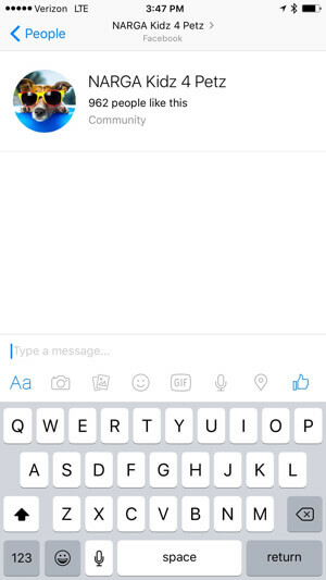 Facebook messenger app skærm