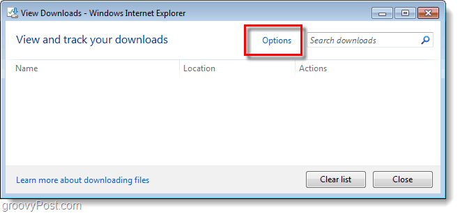 Sådan ændres standardmappen til download af Internet Explorer 9