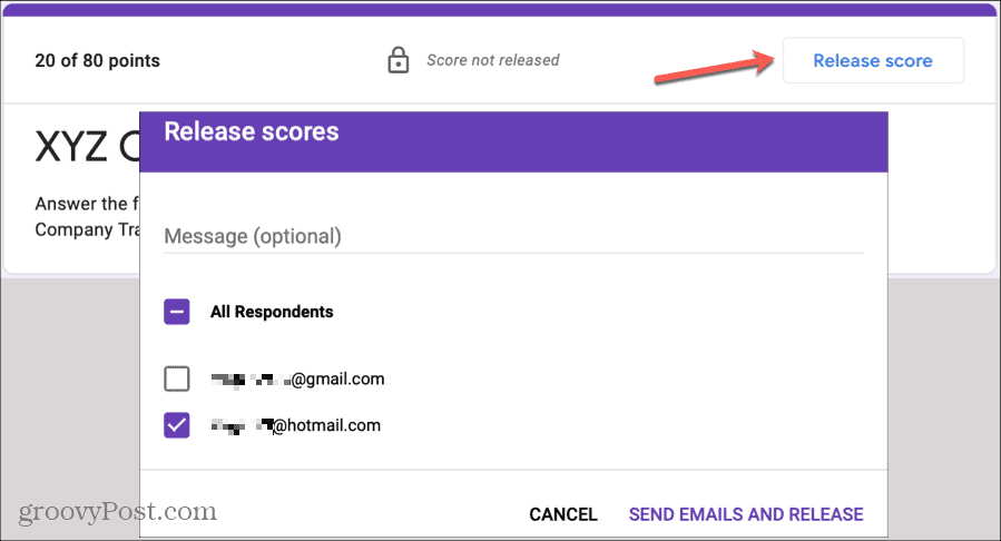 Slip scorer på Google Forms