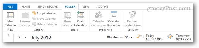 Outlook-kalender og vejrbar