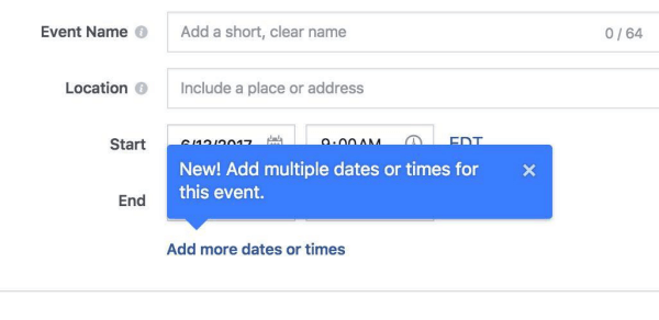 Facebook giver nu arrangører mulighed for at tilføje flere gange og datoer til Facebook-begivenheder.