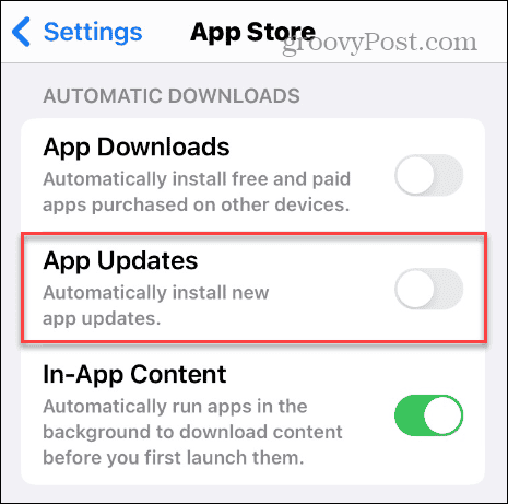 deaktiver automatiske OS og app-opdateringer