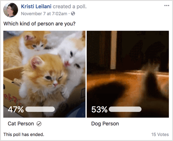 Resultater fra afstemning af Facebook gif