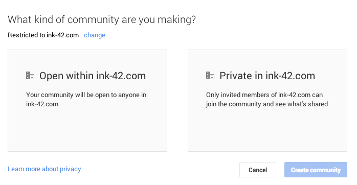 google + begrænset community