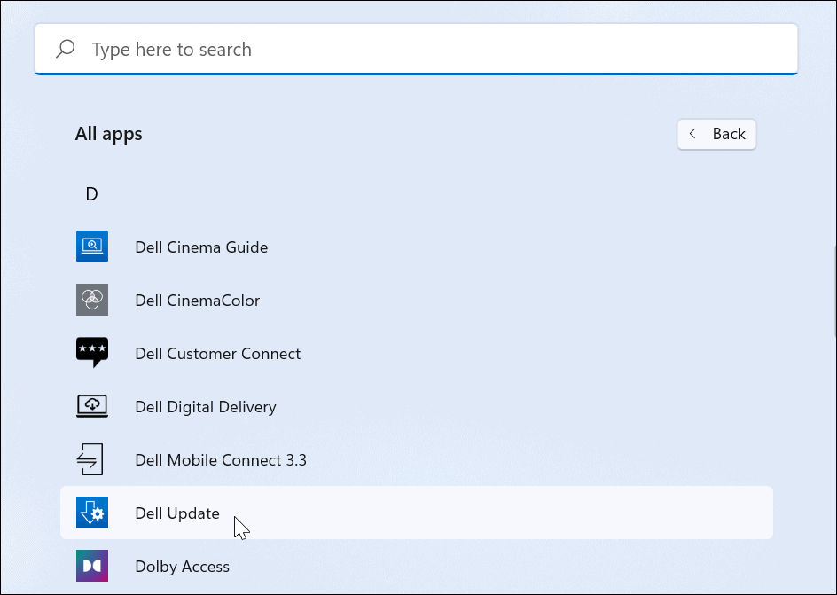 Dell Utility Start-menu