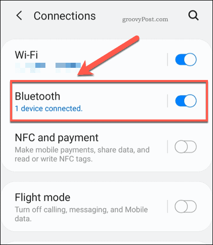 Android Bluetooth-indstillingsmenu