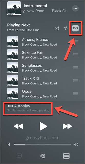 apple music autoplay-ikon på