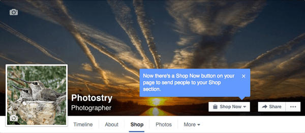 facebook knap til handling til ændringer skifter til shop nu-knap