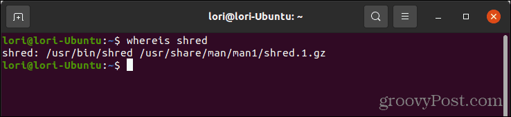 Kør whereis shred-kommandoen i Linux